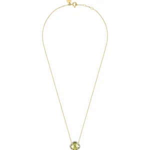Morganne Bello Collier-COLLIER VICTORIA DIAMANTS QUARTZ OLIVE + DIAMANTS OR JAUNE