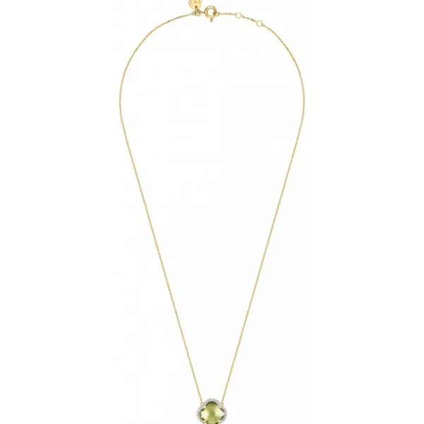 Morganne Bello Collier-COLLIER VICTORIA DIAMANTS QUARTZ OLIVE + DIAMANTS OR JAUNE