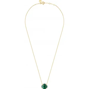 Morganne Bello Collier-COLLIER VICTORIA DIAMANTS AGATE VERTE + DIAMANTS OR JAUNE