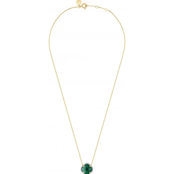 Morganne Bello Collier-COLLIER VICTORIA DIAMANTS AGATE VERTE + DIAMANTS OR JAUNE