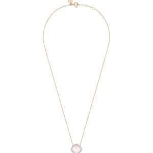 Morganne Bello Collier-COLLIER VICTORIA DIAMANTS QUARTZ ROSE MILKY + DIAMANTS OR ROSE
