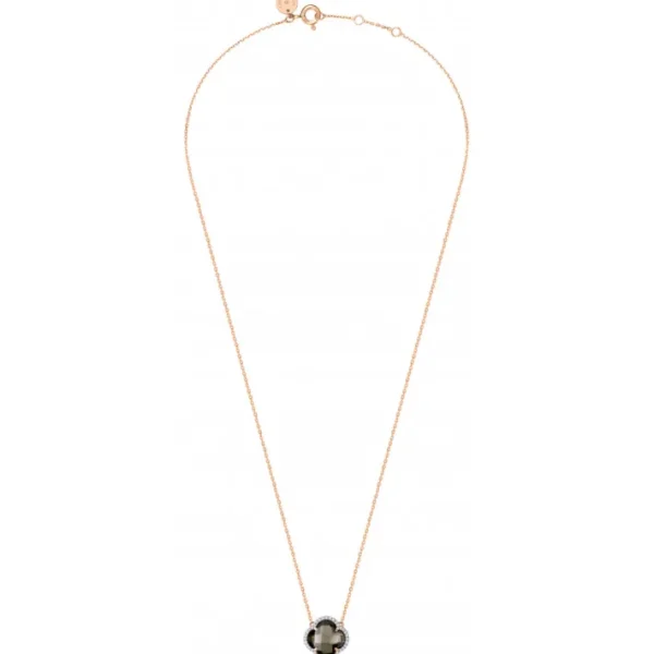 Morganne Bello Collier-COLLIER VICTORIA DIAMANTS QUARTZ FUME + DIAMANTS OR ROSE