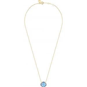Morganne Bello Collier-COLLIER VICTORIA DIAMANTS TOPAZE (swiss blue) + DIAMANTS OR JAUNE