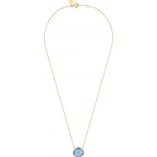 Morganne Bello Collier-COLLIER VICTORIA DIAMANTS TOPAZE (swiss blue) + DIAMANTS OR JAUNE