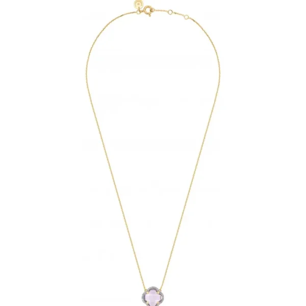 Morganne Bello Collier-COLLIER VICTORIA DIAMANTS AMETHYSTE ROSE + DIAMANTS OR JAUNE