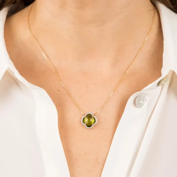 Morganne Bello Collier-COLLIER VICTORIA DIAMANTS PERIDOT + DIAMANTS OR JAUNE