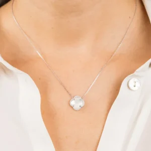 Morganne Bello Collier-COLLIER VICTORIA DIAMANTS NACRE BLANCHE + DIAMANTS OR BLANC