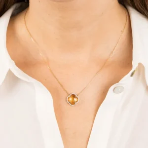 Morganne Bello Collier-COLLIER VICTORIA DIAMANTS CITRINE + DIAMANTS OR JAUNE