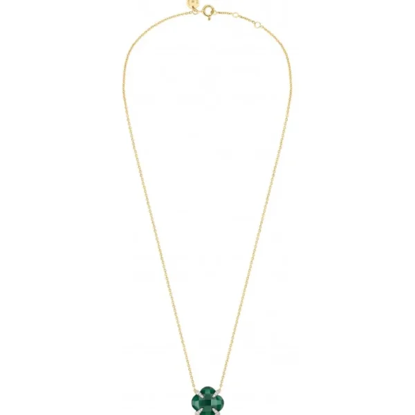 Morganne Bello Collier-COLLIER VICTORIA LYS GRANDE AGATE VERTE ET DIAMANTS OR JAUNE