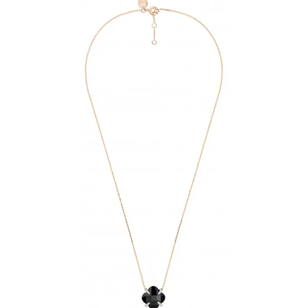 Morganne Bello Collier-COLLIER VICTORIA LYS ONYX ET DIAMANTS OR ROSE