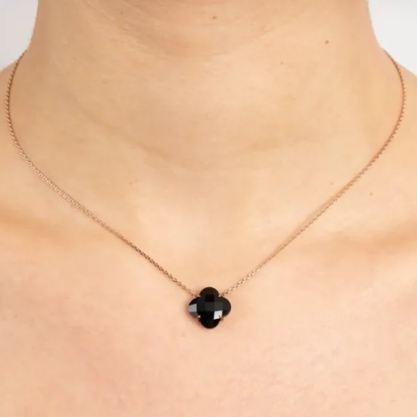 Morganne Bello Collier-COLLIER VICTORIA ONYX OR ROSE