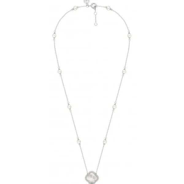 Morganne Bello Collier-COLLIER VICTORIA PERLES ET NACRE BLANCHE + DIAMANTS OR BLANC