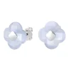 Morganne Bello Boucles D'Oreilles-PUCES D'OREILLES OR BLANC AGATE BLEUE DENTELLE