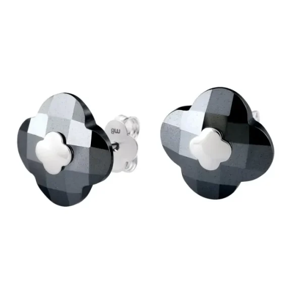 Morganne Bello Boucles D'Oreilles-PUCES D'OREILLES OR BLANC HEMATITE