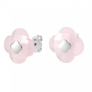 Morganne Bello Boucles D'Oreilles-PUCES D'OREILLES OR BLANC QUARTZ ROSE POUDRE