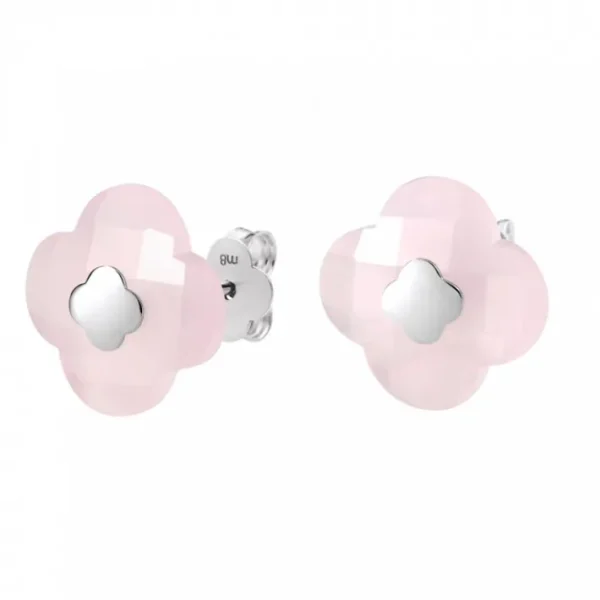 Morganne Bello Boucles D'Oreilles-PUCES D'OREILLES OR BLANC QUARTZ ROSE POUDRE