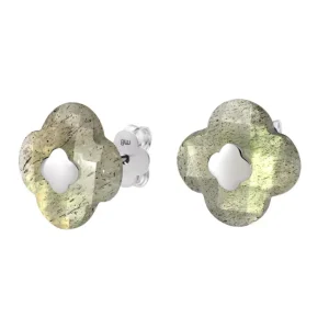 Morganne Bello Boucles D'Oreilles-PUCES D'OREILLES OR BLANC LABRADORITE