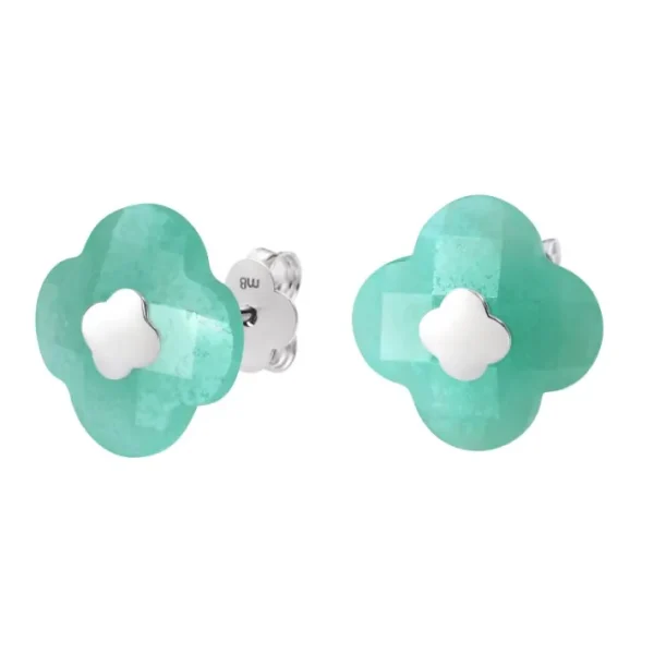 Morganne Bello Boucles D'Oreilles-PUCES D'OREILLES OR BLANC AMAZONITE