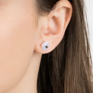 Morganne Bello Boucles D'Oreilles-PUCES D'OREILLES OR BLANC AGATE BLEUE DENTELLE