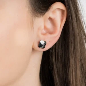 Morganne Bello Boucles D'Oreilles-PUCES D'OREILLES OR BLANC HEMATITE