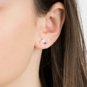 Morganne Bello Boucles D'Oreilles-PUCES D'OREILLES OR BLANC QUARTZ ROSE POUDRE