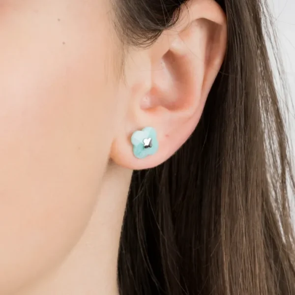 Morganne Bello Boucles D'Oreilles-PUCES D'OREILLES OR BLANC AMAZONITE