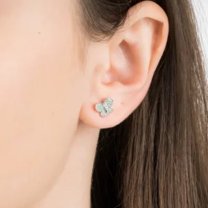 Morganne Bello Boucles D'Oreilles-PUCES D'OREILLES OR BLANC DIAMANTS