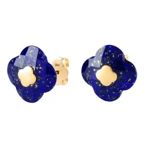 Morganne Bello Boucles D'Oreilles-PUCES D'OREILLES OR JAUNE LAPIS LAZULI
