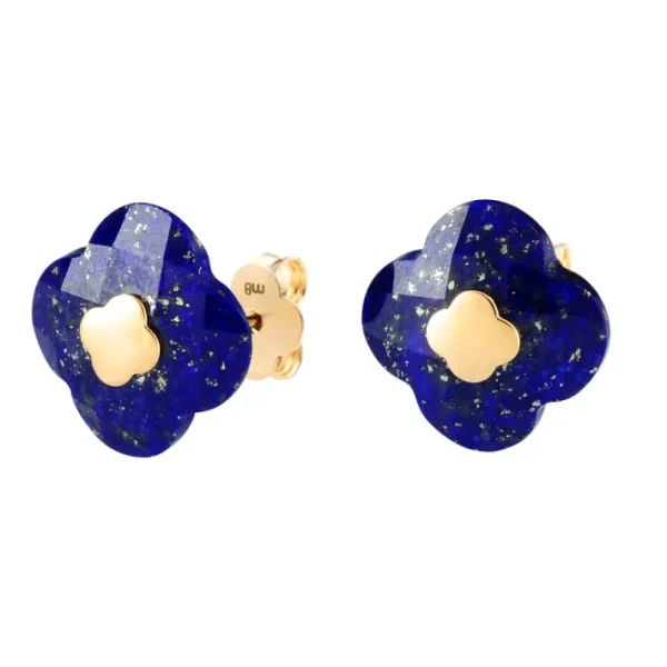 Morganne Bello Boucles D'Oreilles-PUCES D'OREILLES OR JAUNE LAPIS LAZULI