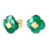 Morganne Bello Boucles D'Oreilles-PUCES D'OREILLES OR JAUNE AGATE VERTE