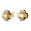 Morganne Bello Boucles D'Oreilles-PUCES D'OREILLES OR JAUNE QUARTZ FUME