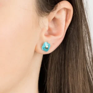 Morganne Bello Boucles D'Oreilles-PUCES D'OREILLES OR JAUNE TURQUOISE