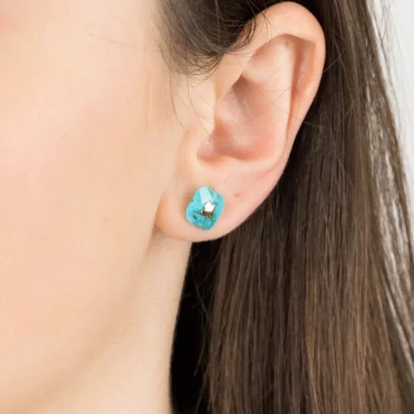Morganne Bello Boucles D'Oreilles-PUCES D'OREILLES OR JAUNE TURQUOISE
