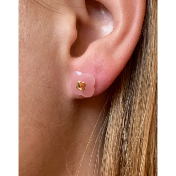 Morganne Bello Boucles D'Oreilles-PUCES D'OREILLES OR JAUNE QUARTZ GUAVA