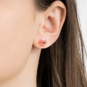 Morganne Bello Boucles D'Oreilles-PUCES D'OREILLES OR JAUNE RHODOCHROSITE