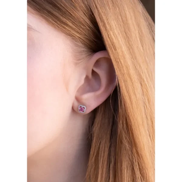 Morganne Bello Boucles D'Oreilles-PUCES D'OREILLES TOURMALINE ROSE SERTI DIAMANTS OR ROSE