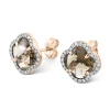 Morganne Bello Boucles D'Oreilles-PUCES D'OREILLES VICTORIA DIAMANTS QUARTZ FUME + DIAMANTS OR ROSE