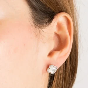 Morganne Bello Boucles D'Oreilles-PUCES D'OREILLES VICTORIA DIAMANTS NACRE BLANCHE + DIAMANTS OR JAUNE