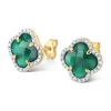 Morganne Bello Boucles D'Oreilles-PUCES VICTORIA DIAMANTS AGATE VERTE + DIAMANTS OR JAUNE