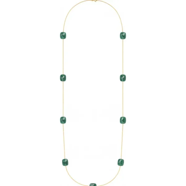 Morganne Bello Sautoir-SAUTOIR OR JAUNE AGATE VERTE OVERSIZE