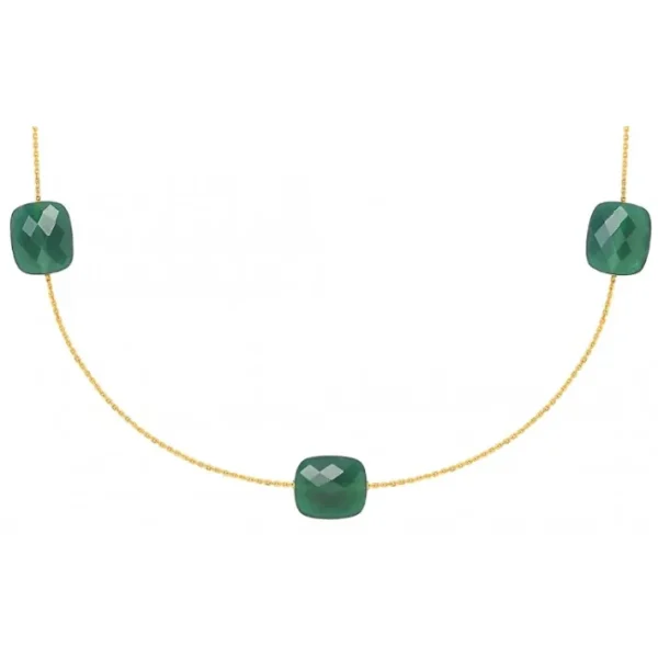 Morganne Bello Sautoir-SAUTOIR OR JAUNE AGATE VERTE OVERSIZE