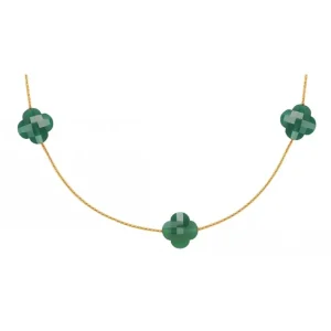 Morganne Bello Sautoir-SAUTOIR OR JAUNE AGATE VERTE TREFLE