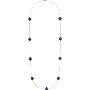 Morganne Bello Sautoir-SAUTOIR OR JAUNE LAPIS LAZULI TREFLE