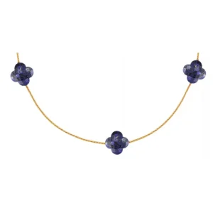 Morganne Bello Sautoir-SAUTOIR OR JAUNE LAPIS LAZULI TREFLE
