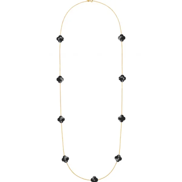 Morganne Bello Sautoir-SAUTOIR OR JAUNE ONYX TREFLE
