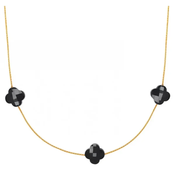 Morganne Bello Sautoir-SAUTOIR OR JAUNE ONYX TREFLE