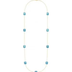 Morganne Bello Sautoir-SAUTOIR OR JAUNE TURQUOISE COUSSIN OVERSIZE