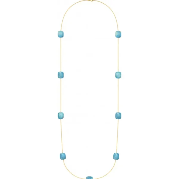 Morganne Bello Sautoir-SAUTOIR OR JAUNE TURQUOISE COUSSIN OVERSIZE
