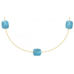 Morganne Bello Sautoir-SAUTOIR OR JAUNE TURQUOISE COUSSIN OVERSIZE