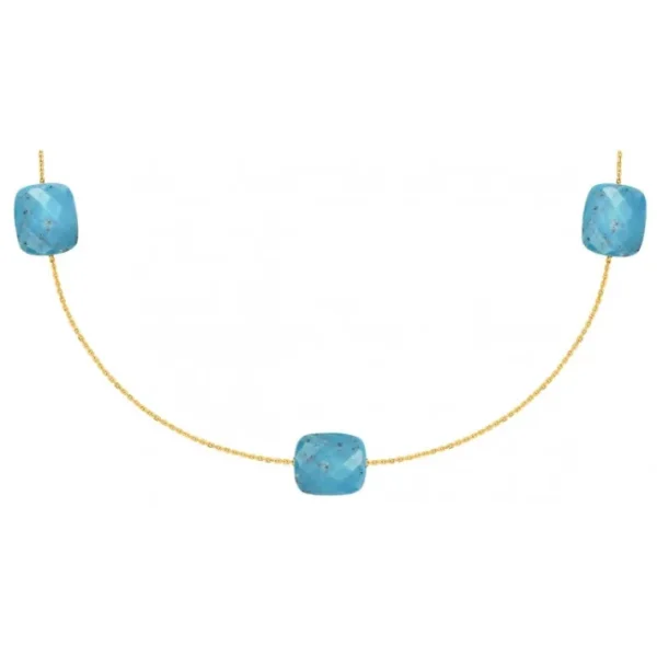 Morganne Bello Sautoir-SAUTOIR OR JAUNE TURQUOISE COUSSIN OVERSIZE
